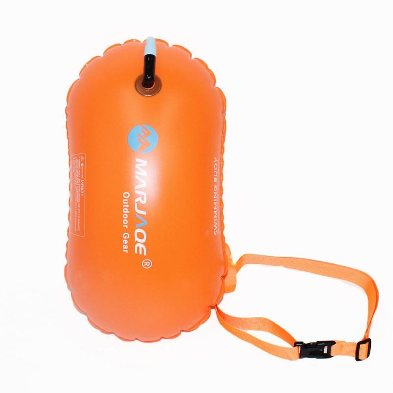 Inflatable Swim Buoy Safety Float Open Water Swimming Adult Tow With Waist Belt Vibrant Orange with Waist Strap