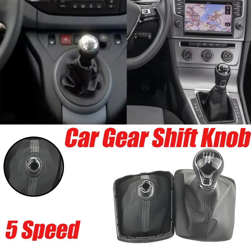 Car-Styling 5/6 Speed Gear Stick Shift Knob Level Leather Boot Fit For Seat Leon 5Doors 2012-