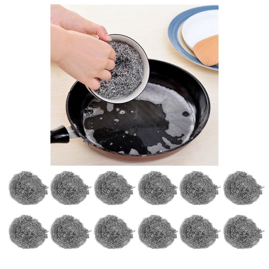 30PCS Stainless Steel Scrubbers Cleaning Ball Scouring Pads Ball for Pot Pan Cookware Cleaner