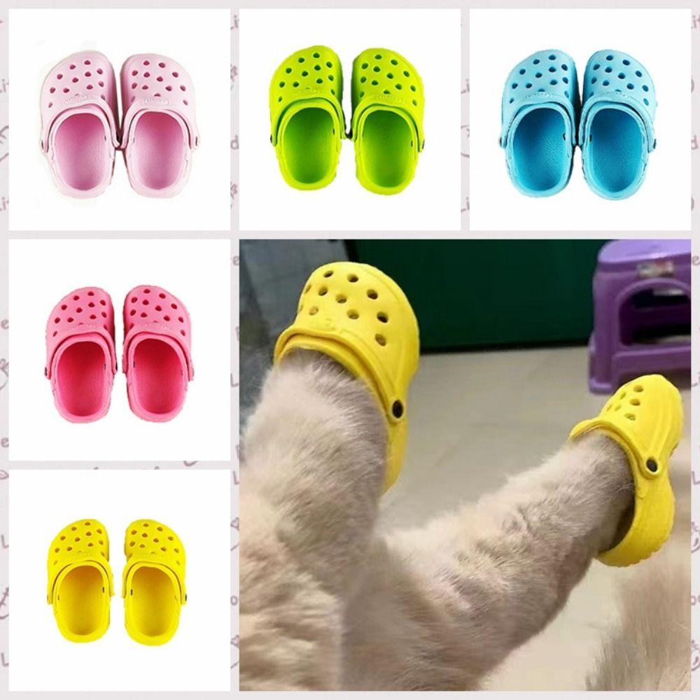 

Cat Shoes for Cats A Pair Cute Pet Sandals Non-slip Summer Dog Shoes Comfortable Hole Shoes Breathable Dog Accessories CW67 синий