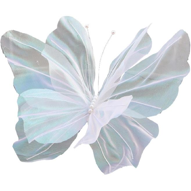 Silk Yarn Artificial Butterfly Giant Gauze Fake Butterfly Mesh Photography Props Mariage Decor for Wedding,Outdoor,Bedroom, White