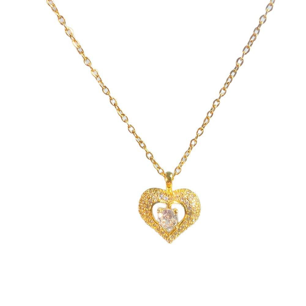 2026 Romantic Full Zircon Hollow Heart Necklace - Titanium Steel Gold Plated Heart Pendant Necklace for Women Niche Jewelry