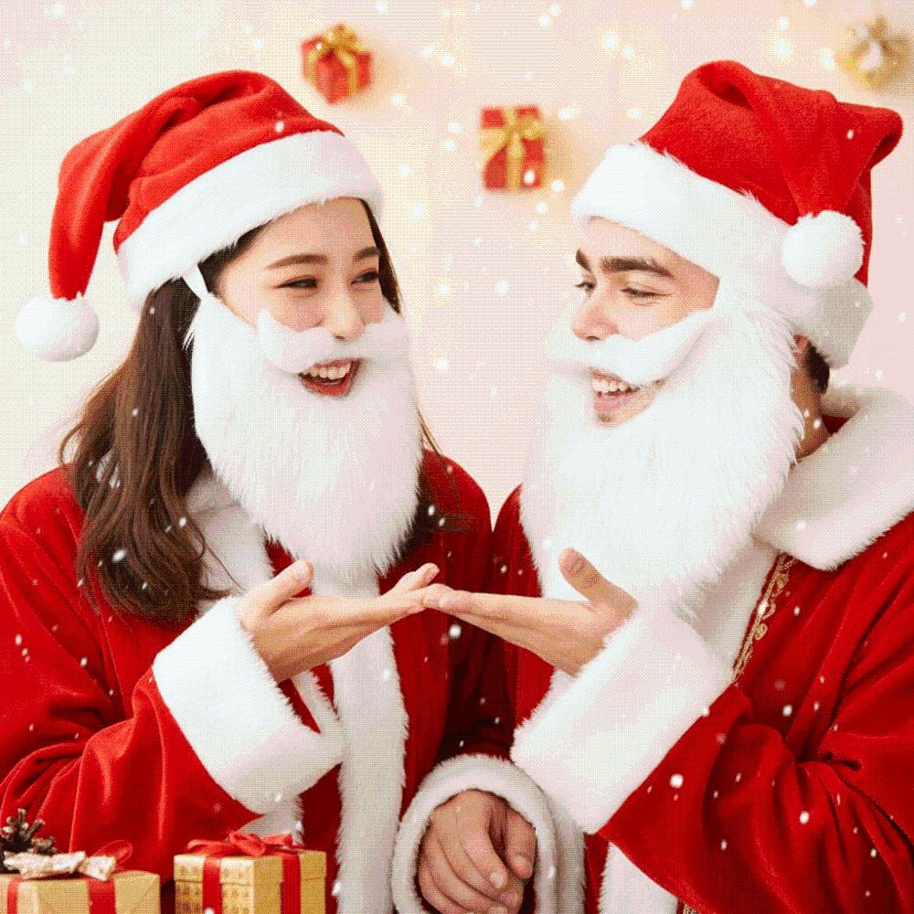 Fake Beard Plush Xmas Cap Long Plush Festive Party Cap Christmas Santa Hat  Stage Performance