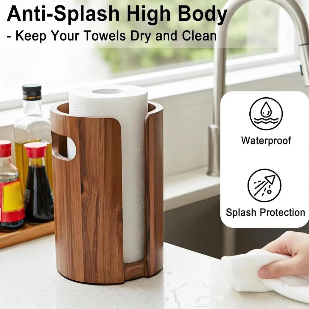 Freestanding Wooden Paper Towel Holder Waterproof Vertical Paper Towel Rack Dining Room