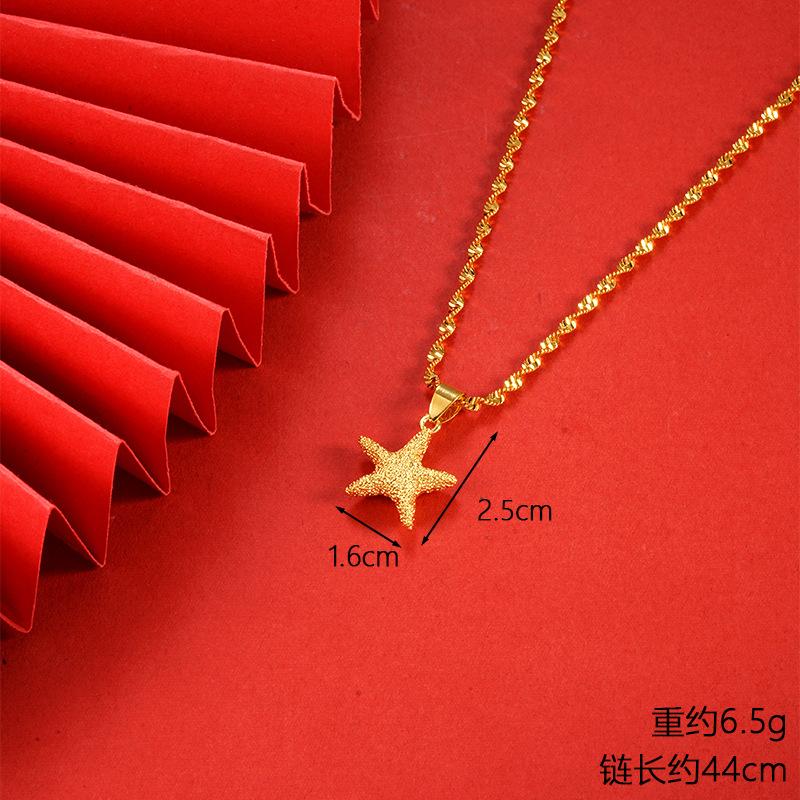 Vietnamese gold-plated necklace for women, long-lasting color, vintage heart-shaped imitation gold jewelry, copper alloy accessory, new clavicle