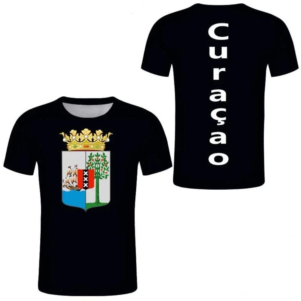 Republic of Curacao Flag T-shirt 2024 Summer Casual Fashion Graphic T Shirts Men Football Sports Autonomous Day Designer Clothes