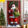 1PC Large Christmas Door Banner - Santa and Rabbit Holiday Decoration with Snow View, Extra Long 35.4x70.8 Inch Door Curtain