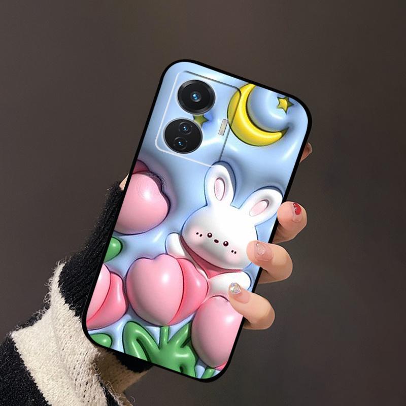 For Vivo T1 4G Case V2153 Covers TPU Black Silicone Landscape Cover for Vivo T1 44W Case VivoT1 Y55 4G Shockproof Soft Shells