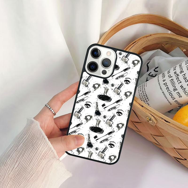 Makeup Love Lipstick Eyeshadow Pattern Phone Case For iPhone 17 Air 16 15 14 11 12 13 Pro MAX Plus coque Cover Shell