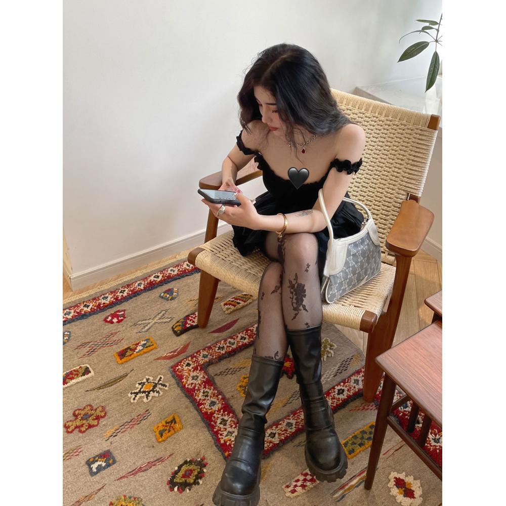 Sweet and spicy black careful machine dress summer chic beautiful princess suspender skirt