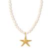 Ocean Wind Sea Star Pearl Necklace Women, Simple Conch Metal Wind Jewelry Neck Lace