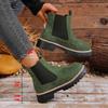 Fashion Women Ankle Boots Large Size One Kick Square Heel Round Toe Daily Shoes Women Short Boots Leisure Bo