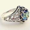 New Hand Jewelry Hot Colorful Stone Creative Retro Alloy Inlaid Topaz Ring