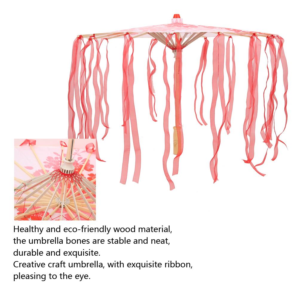 Jedwabna Wstążka Parasol Sztuka Rzemiosło Dekoracyjny Zdjęcie Taniec Występ Rekwizyt Cosplay Parasol Czerwony