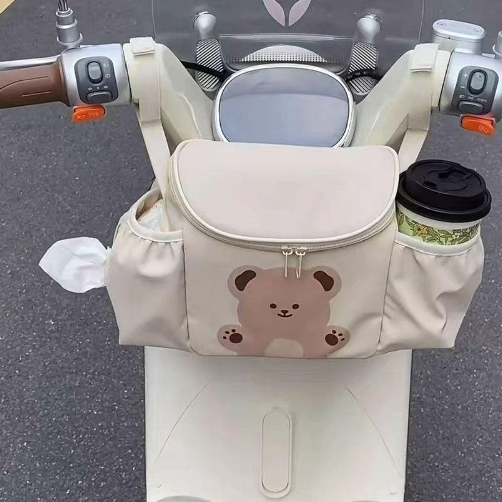 PU Leather Bicycle Handlebar Bag Large Capacity Riding Front Handle Hanging Bag Stroller