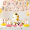 Happy 1st Bee Day Birthday Decorations 13 Cards Pink Yellow Monthly Photo Banner 12 Monthly ONE Sign Baby Shower Decorations