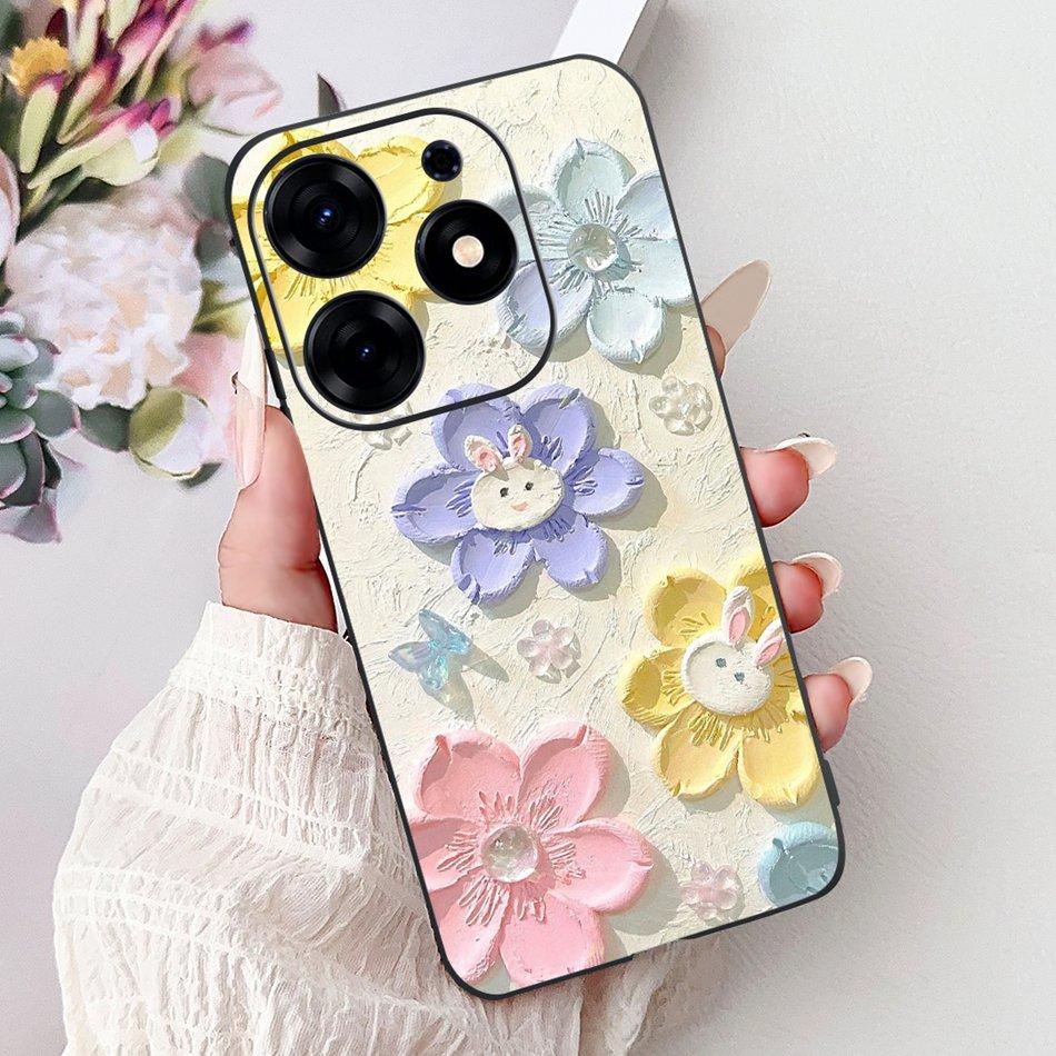 For Tecno Spark 10 Pro Phone Case Spark 10Pro 4G KI7 Elegant Floral Cat Printing Soft Silicone TPU Cases