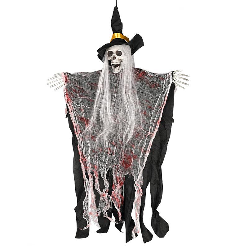 Skeleton Hanging Ghost 4-Piece Halloween Decoration Hooded Skeleton Hanging Ghost House Secret Room Scene Arrangement Props