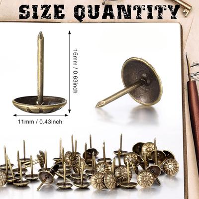 100pcs Diameter 11mm Wooden Jewelry Gift Wine Case Box Sofa Decorative Tack Stud Upholstery Tacks Nail Pushpin Doornail Box Pack