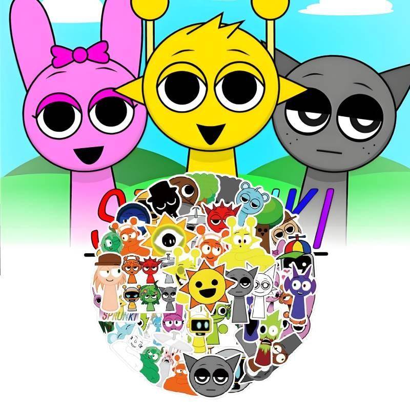 55 Piece Incredibox Sprunki Cute Style Waterproof Stickers For Creative Decoration