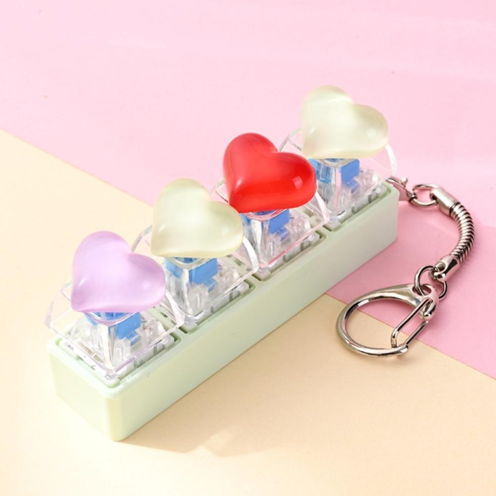 4 Keys Clickable Button Fidget Toy Decompression Fidget Keychain Bag Charm H