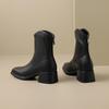 Krazing Pot Mikrofaser Herbst Winter Schuhe Dicke Mittelhohe Absätze Größe 43 Chelsea Boots Aprikose Reißverschluss Stiefeletten