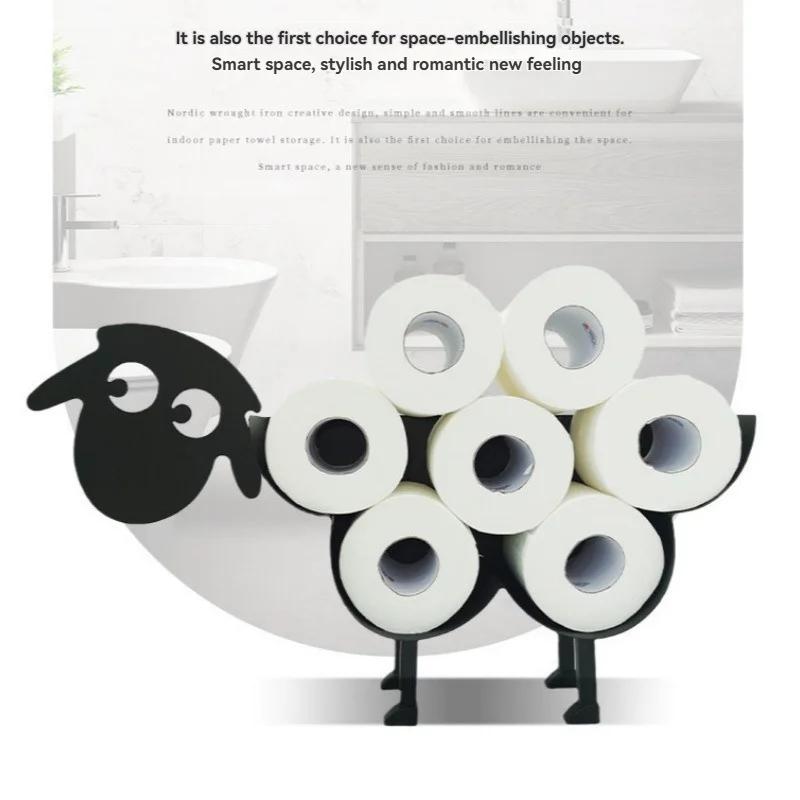 Metal Wrought Iron Desktop Tissue Holder Toilet Roll Paper Holder Free Resin Roll Paper Towel Holder Stackable For Home Bathroom