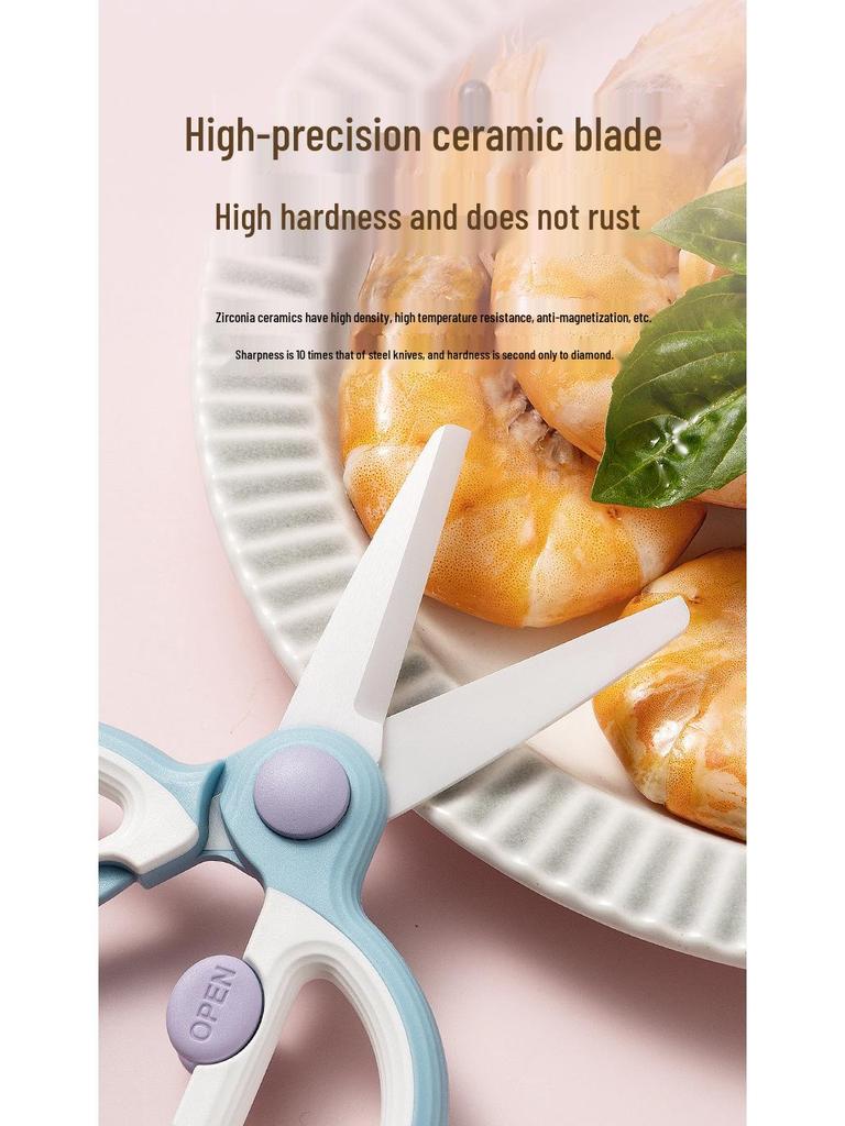 Portable Ceramic Scissors for Cutting Meats and Grinding Food - Ideal for Babies, Children, and Elderly Use During Steaming and Boiling