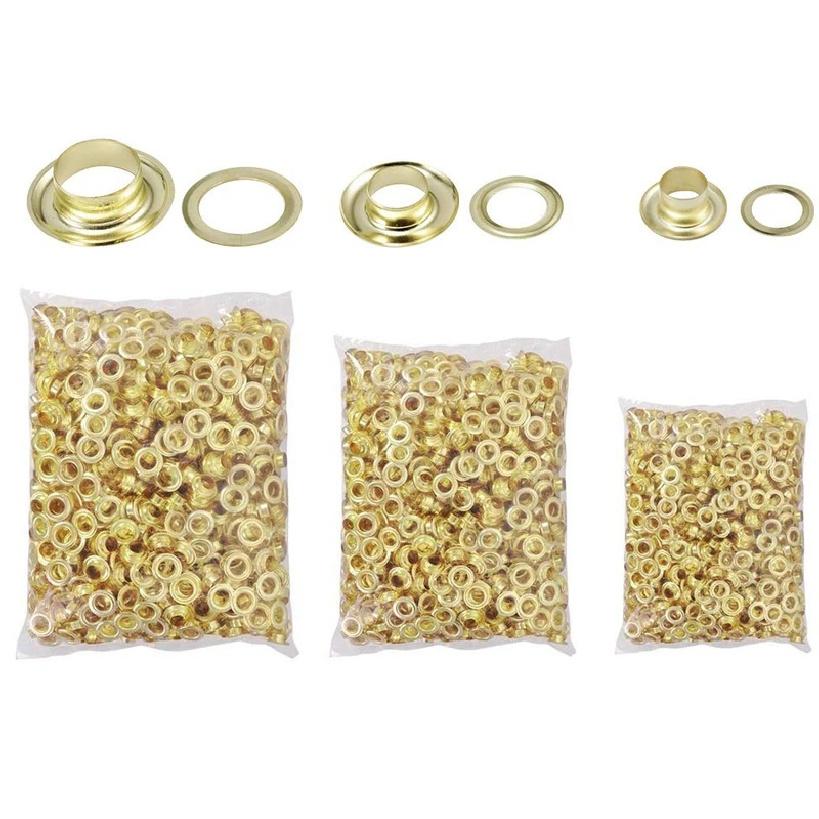 1000pcs Grommet Kit Metal Eyelets 8mm/10mm/12mm/14mm/17mm With Washer For Curtains Leather Canvas Belt Silver Gold