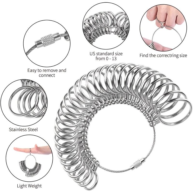 3pcs Stainless Steel Ring Sizer Mandrel Kit with Measuring Tool for Jewelry Making -Ideal Gift for DIY Enthusiasts and Beginners