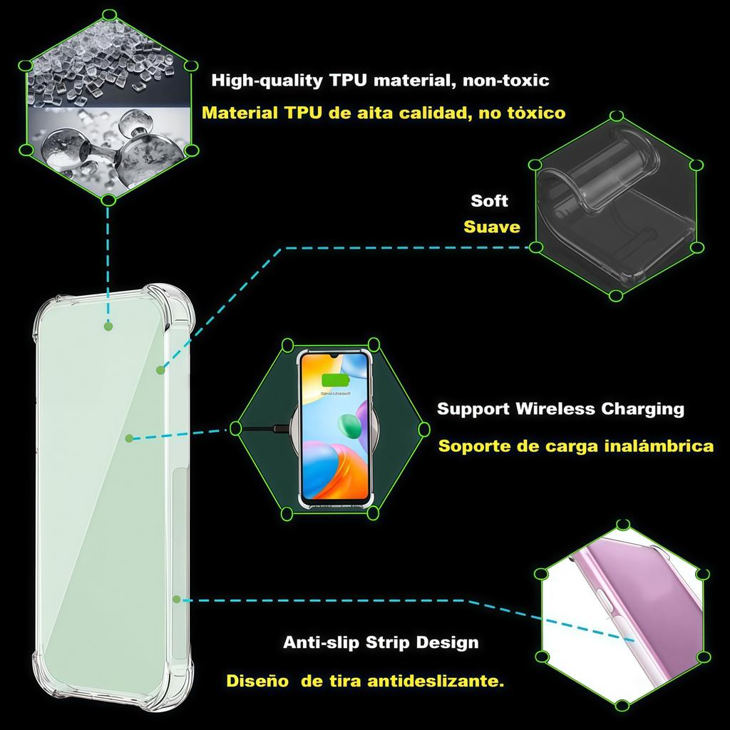 Transparent TPU Shockproof Phone Case For Realme 15X / 14X - Clear