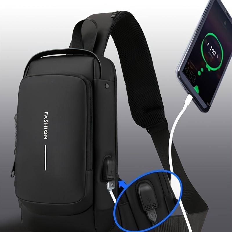 [Nylon Crossbody Bag] Stylish Nylon Men's Crossbody Chest Bag with Password Lock,Casual,Zip Closure,Perfect for Outings