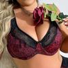 Women Plus Size Floral Print Bra With Wired Sexy Lace Breathable Underwear Full Cup 85C-110D