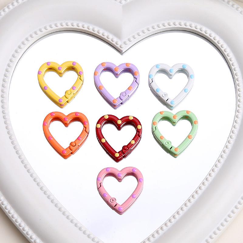 4 Pieces Of Colorful Love Spring Keychain Keyring Heart-Shaped Heart-Shaped Spring Ring Diy Jewelry Accessories