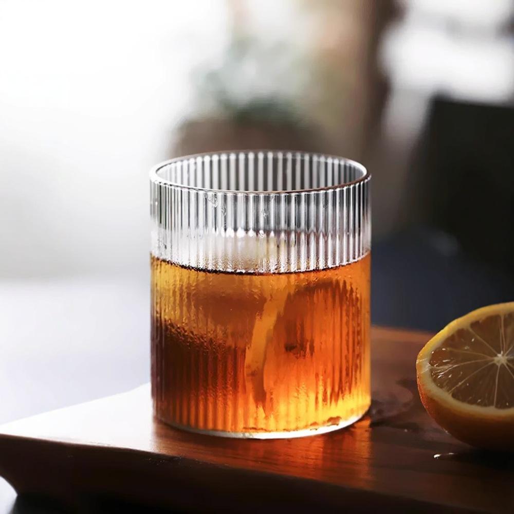 High Borosilicate Glass Teapot Set with Vertical Stripes for Cold Brew in Living Room