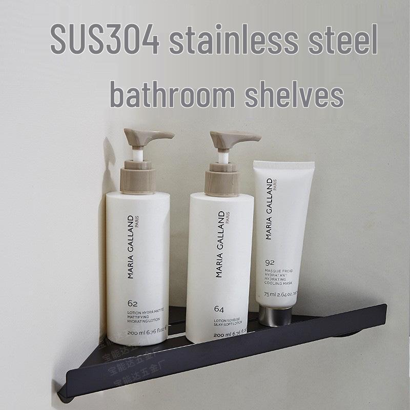 304 Stainless Steel Wall-Mounted Bathroom Corner Shelf for Shower & Shampoo Storage