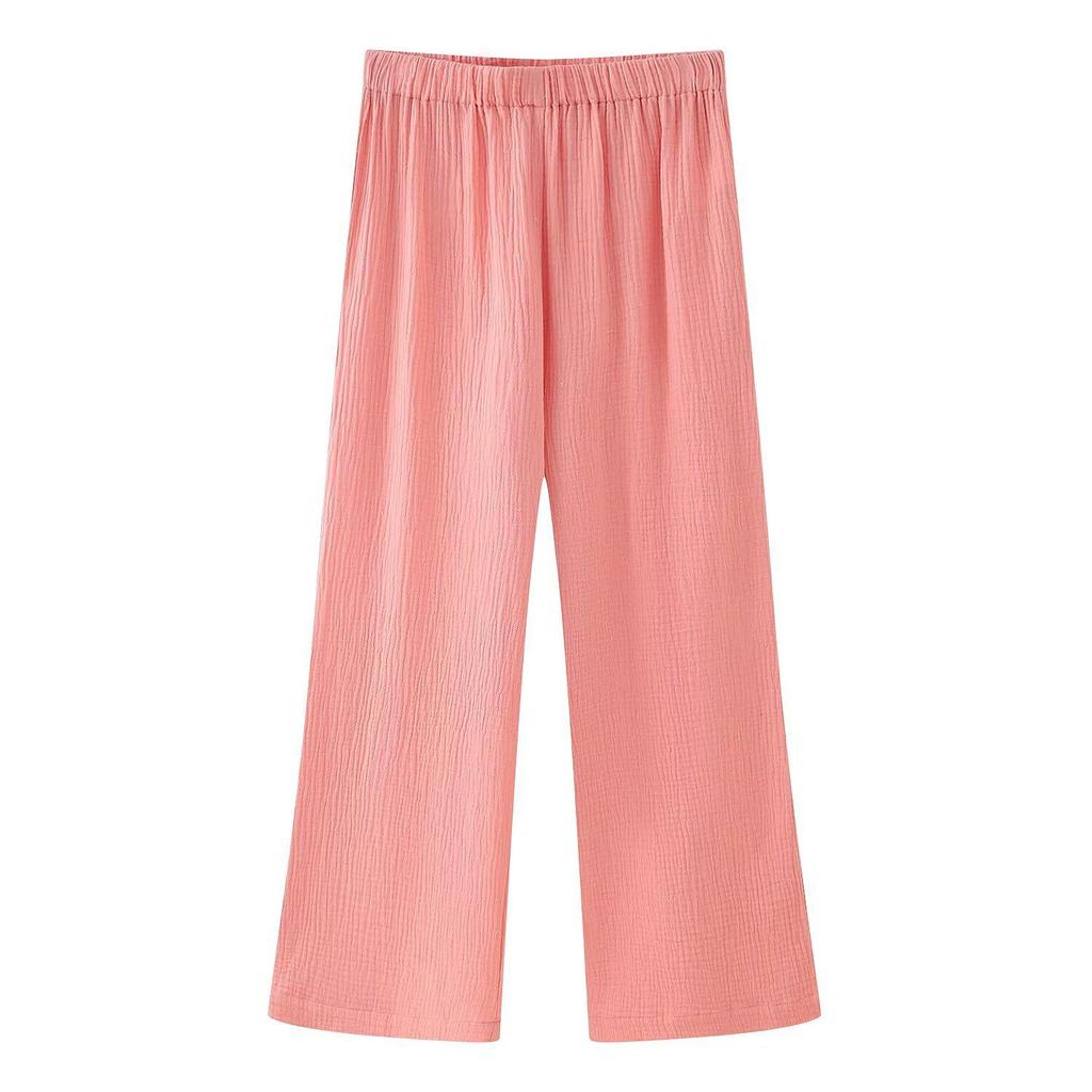 2025 Spring Women's European & American Style Fashion Round Neck Long Sleeve Top & Casual Long Pants Set