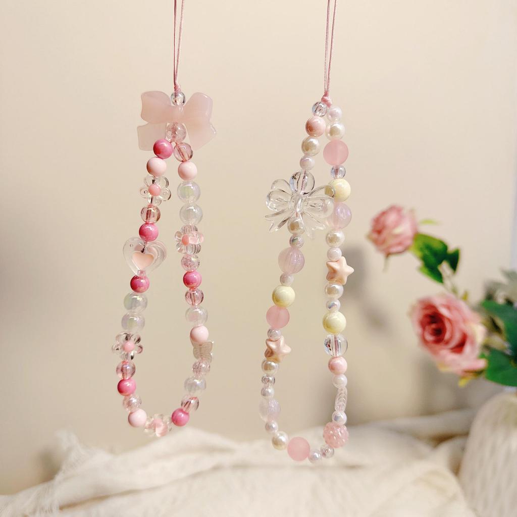 Pink Bear Bow Cell Phone Charm: Anti-Drop Lanyard & Wrist Strap