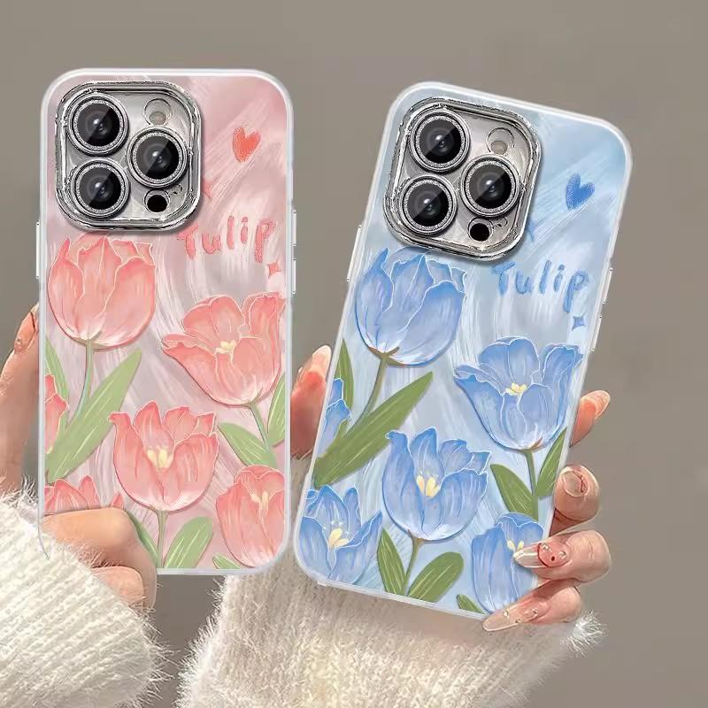 Tulip for iPhone16Pro Mobile Phone Case 15promax Apple 14 Feather Case 13 Women 1211