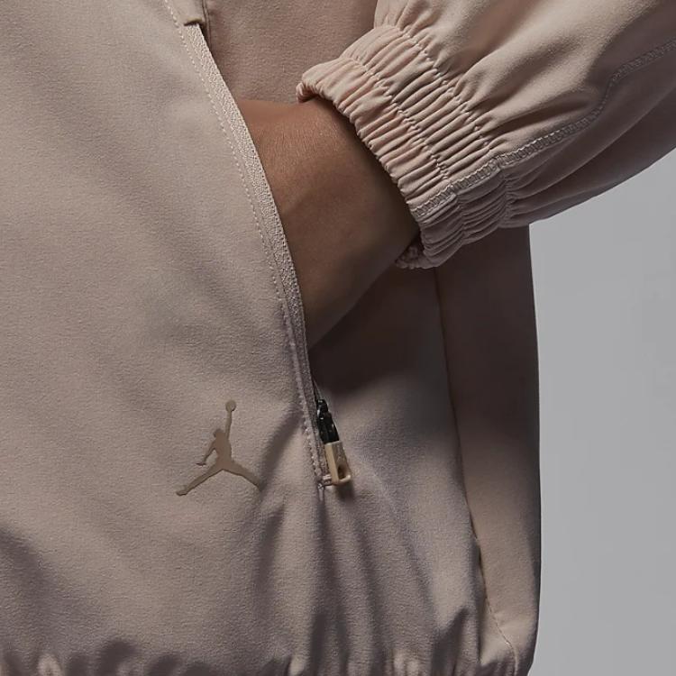 Jordan Solid Color Stand Collar Zipper Casual Jacket Women Jackets Beige FN5144-207