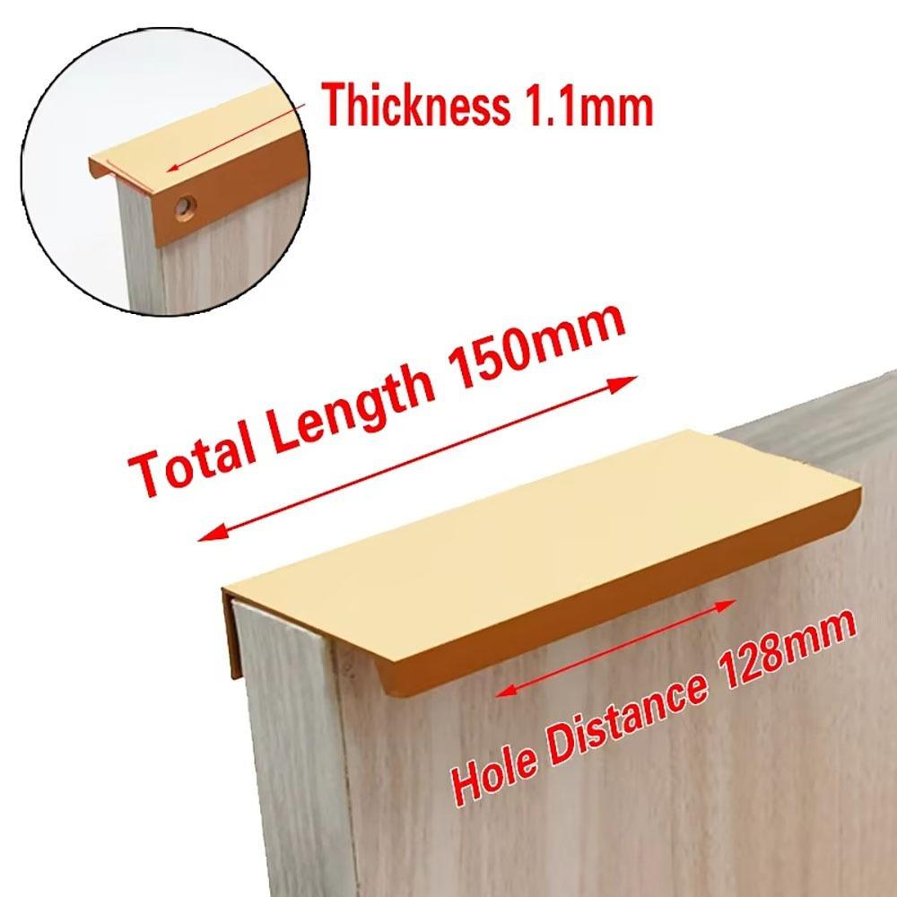

1Pcs With 16mm Screws Hidden Handles Drawer Knobs Furniture Hardware Kitchen Cupboard gold-150mm