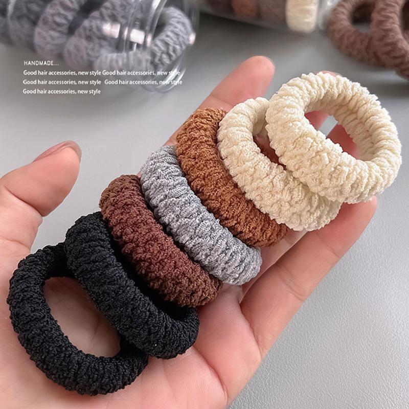 10-Pack Thickened Coffee Brown Hair Ties: Durable, High-Elasticity Rubber Bands for a Simple, Elegant Look