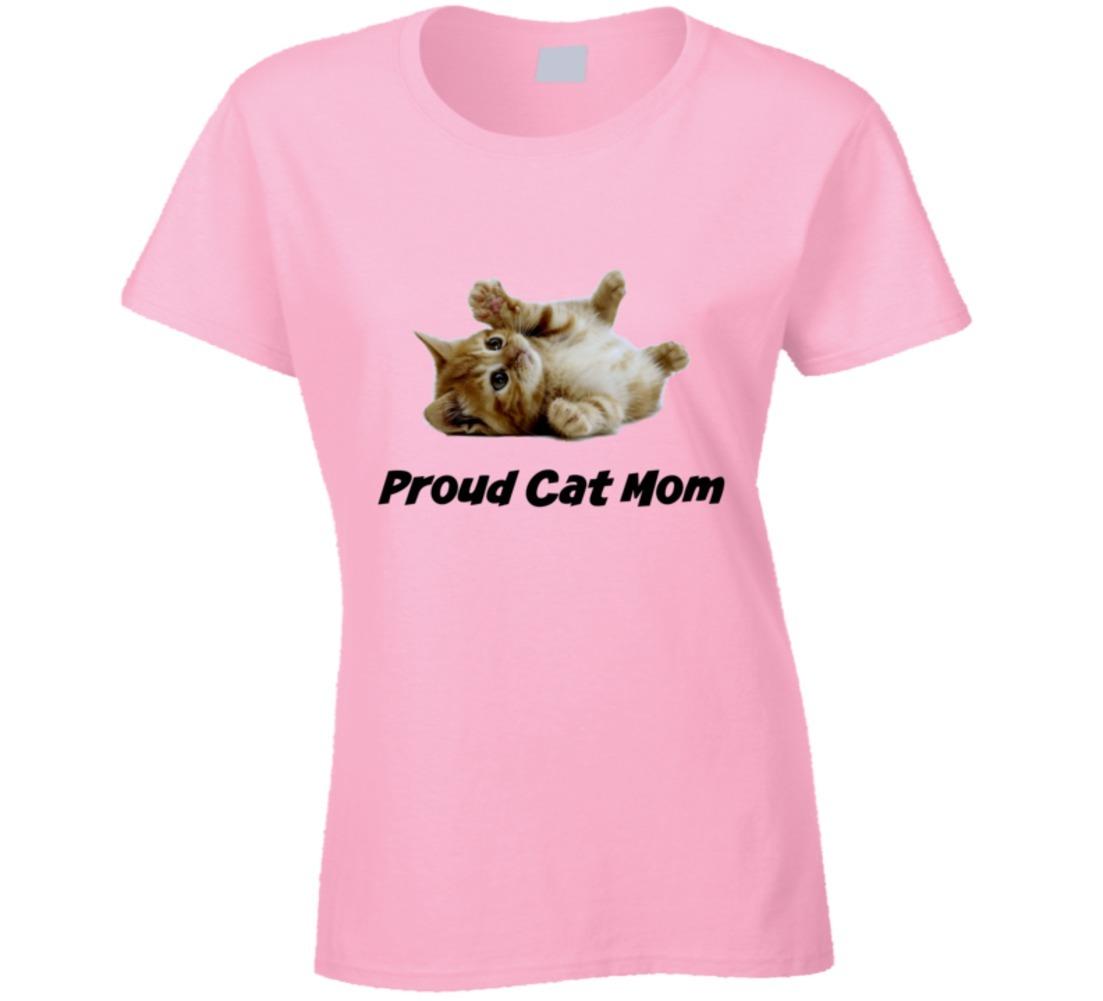 Proud Cat Mom Ladies Fitted T-Shirt New Clothing TShirt Fashion Glam Tee Gift XL