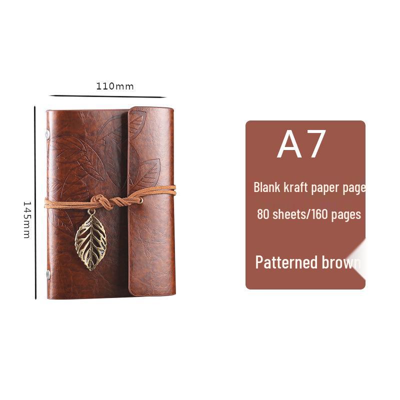 Small Leaf Retro A7 Portable Leather 6-Hole Planner and Journal Notepad