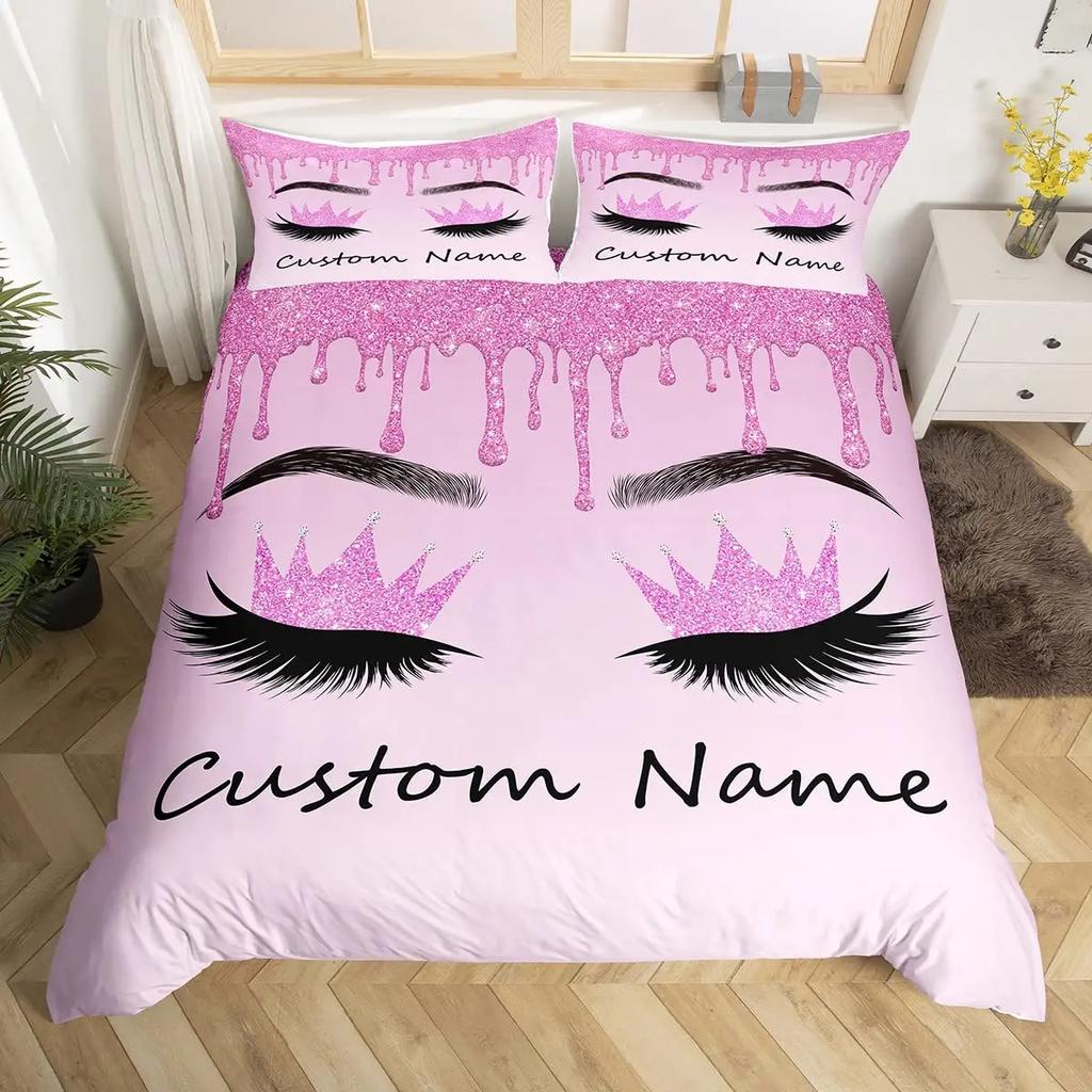 Custom Bedding Set Custom Name Mermaid Duvet Cover Set Personalized Girly Rainbow Gradient Mermaid Comforter CoverGirls Gifts