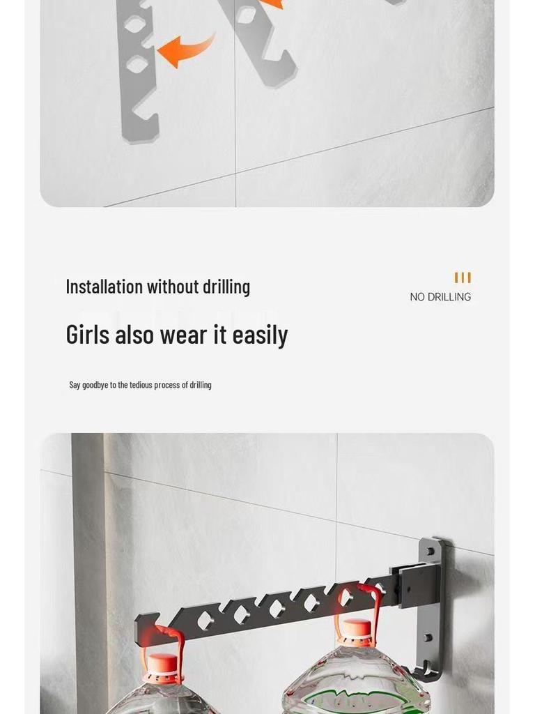 Wall-Mounted Telescopic Clothes Drying Rack - Punch-Free, Folding Design for Bathroom or Balcony