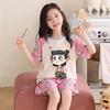 Girls' Summer Pajama Set 2026: Cartoon Short Sleeve Top & Shorts for Kids