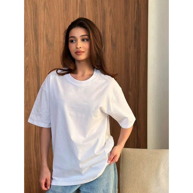 Loose Solid Color T-shirt Top Fashion Wind New Arrival Loose Casual Pure Color Cotton T-shirt Top