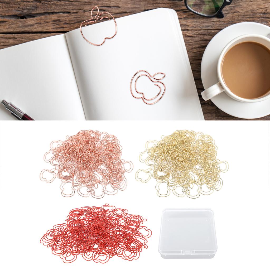 100pcs Fruit Paper Clips Cute Bookmark Pare Clips Portable Funny Small Paper Clips with Transparent 