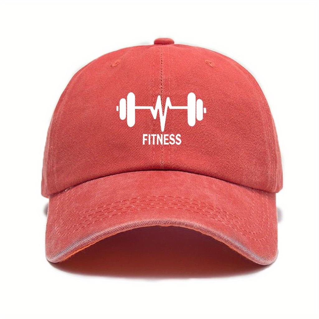 Dumbbell Print Baseball Cap for Male and Female Fitness Enthusiasts, Outdoor Leisure Running Sports Sun Protection Hat